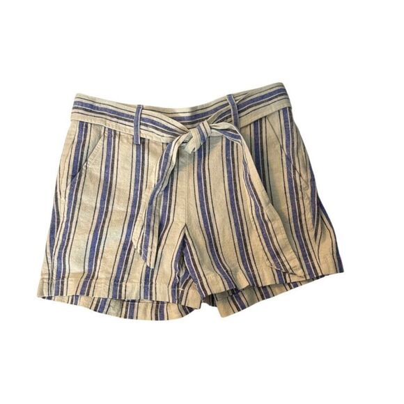 J.Crew Womens Striped Linen-Cotton Shorts With Belt Size 2 - Picture 2 of 6